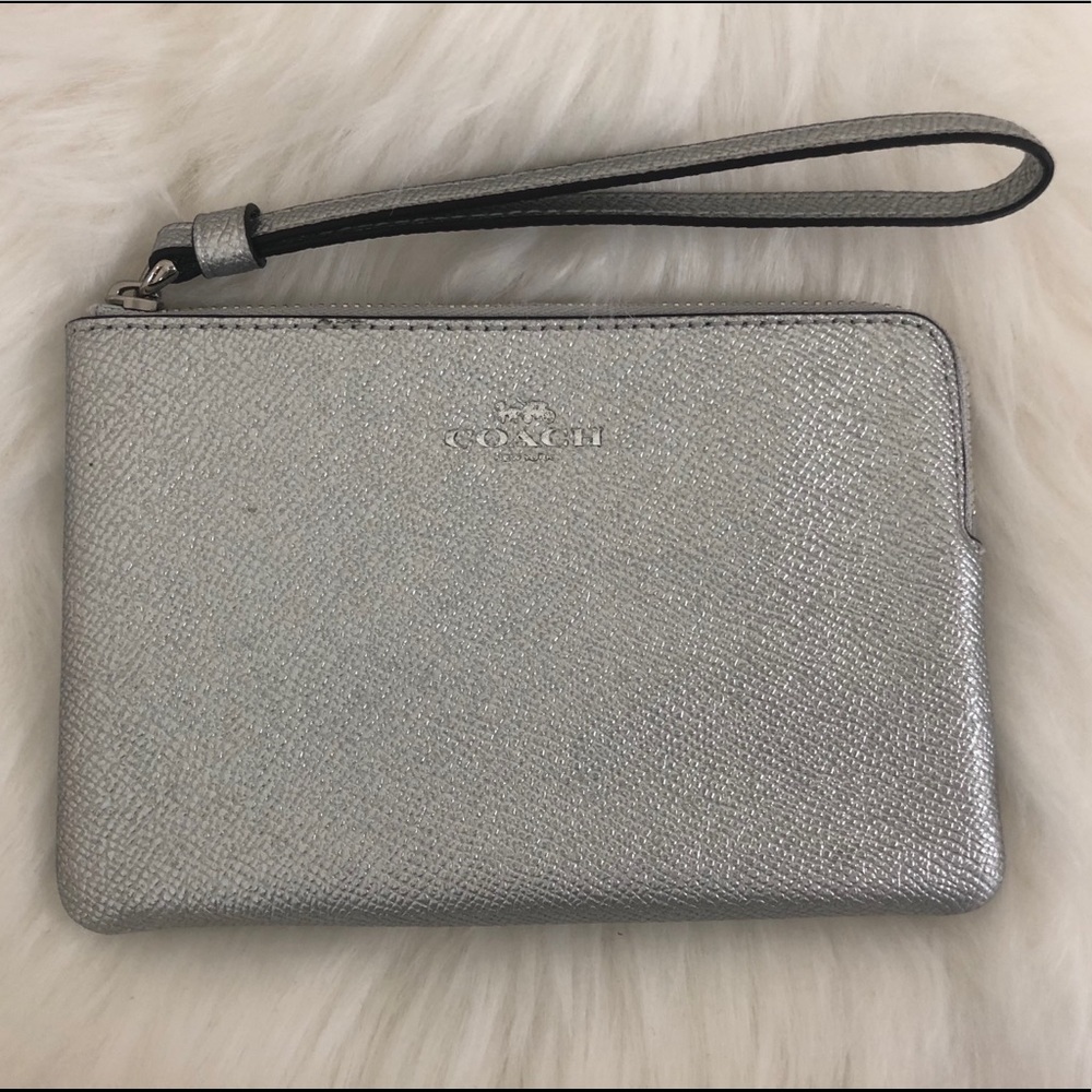 Silver Coach Wristlet